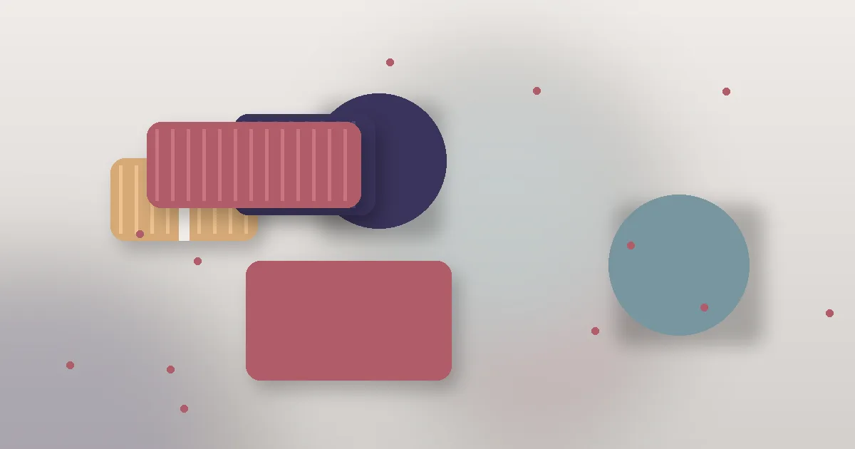 Abstract flat-lay of soft fabric-like shapes in ivory, indigo, rose and sand tones