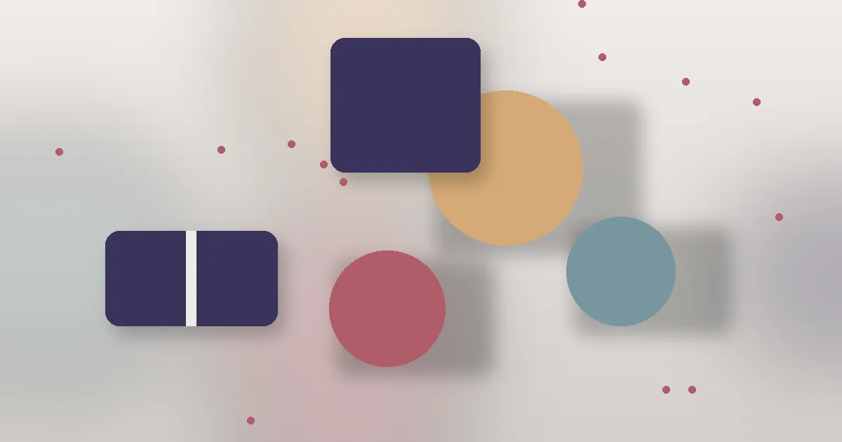 Abstract flat-lay of soft fabric-like shapes in ivory, indigo, rose and sand tones