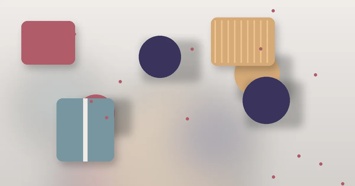 Abstract still life of folded fabric shapes in navy, rose and camel tones