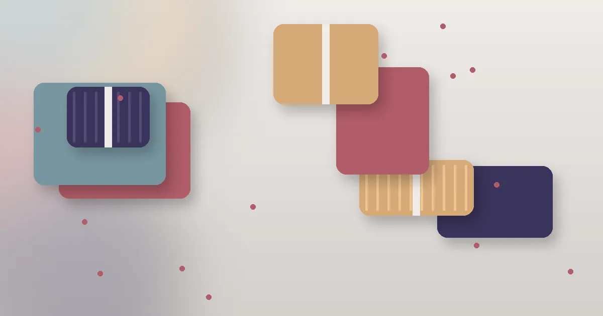 Abstract still life of folded silk and wool textiles with soft geometric shapes in plum, rose and blue tones